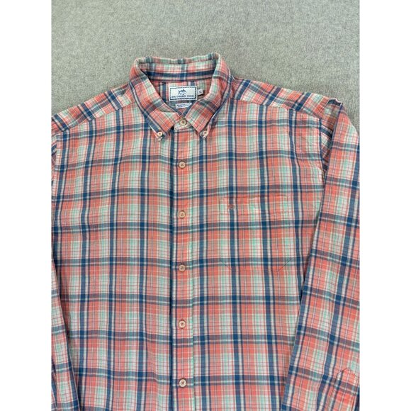 Southern Tide Linen/Cotton Plaid Long Sleeve Button Down Shirt (Men's XL) Pink - Picture 2 of 11